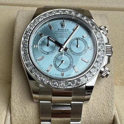 Rolex Daytona 126576TBR Platinum Ice Blue Baguette Diamond Bezel