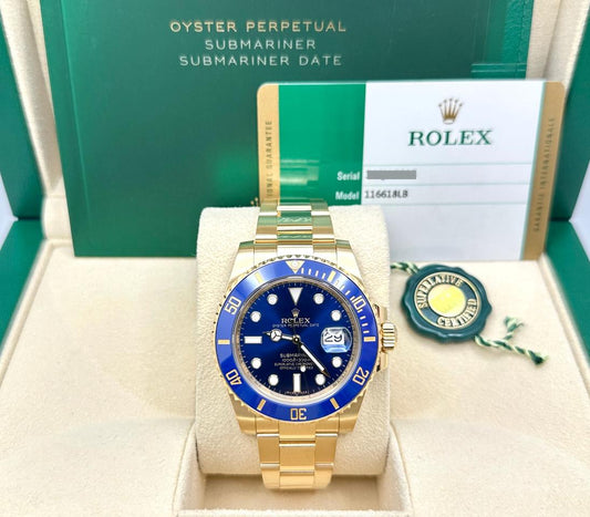Submariner Date automatic luxury watch with blue dial and blue ceramic bezel