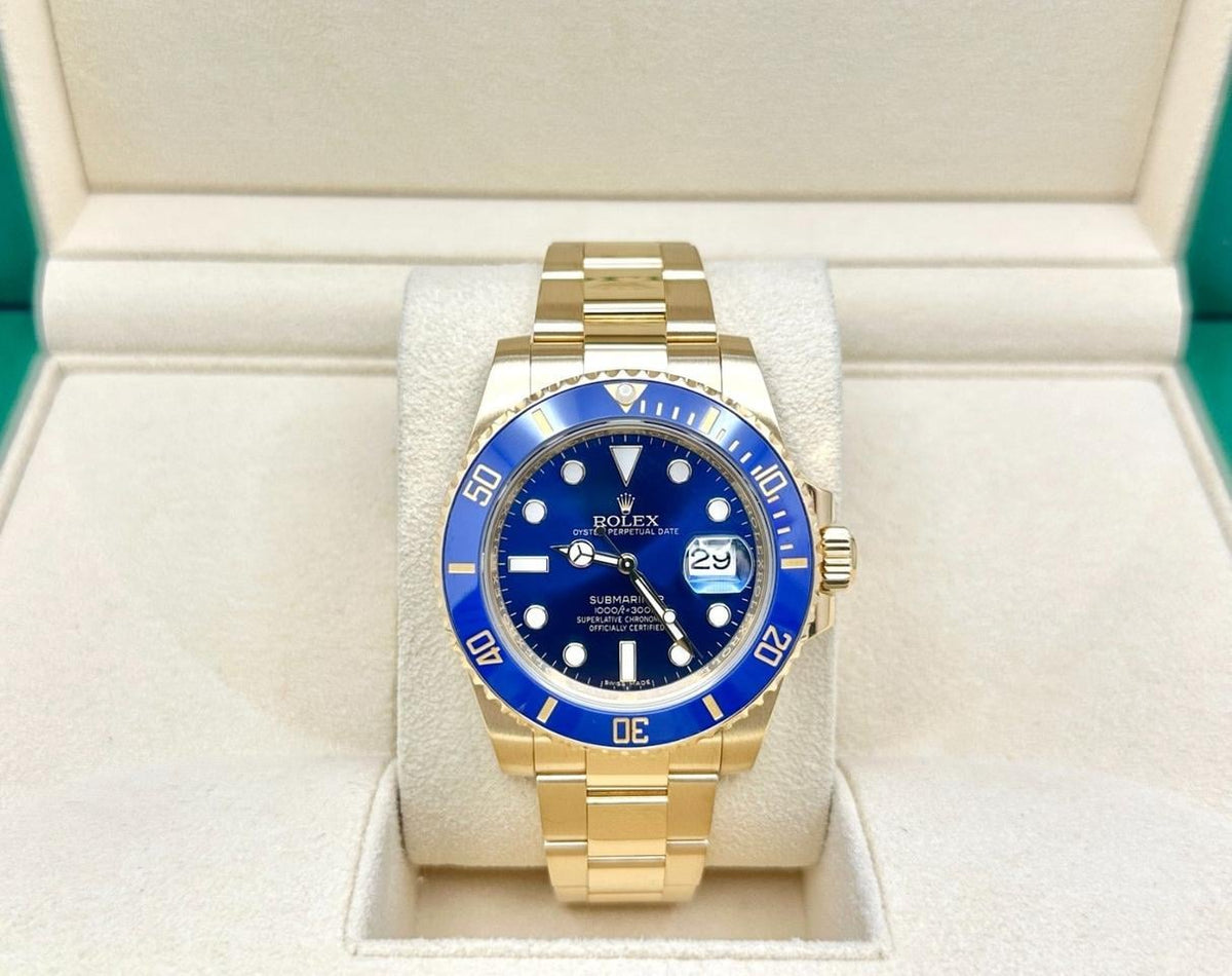 Submariner Date automatic luxury watch with blue dial and blue ceramic bezel