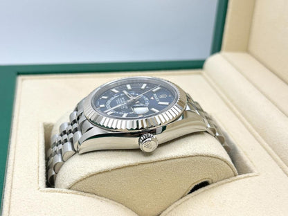 Sky-Dweller automatic luxury watch with blue dial and Jubilee bracelet