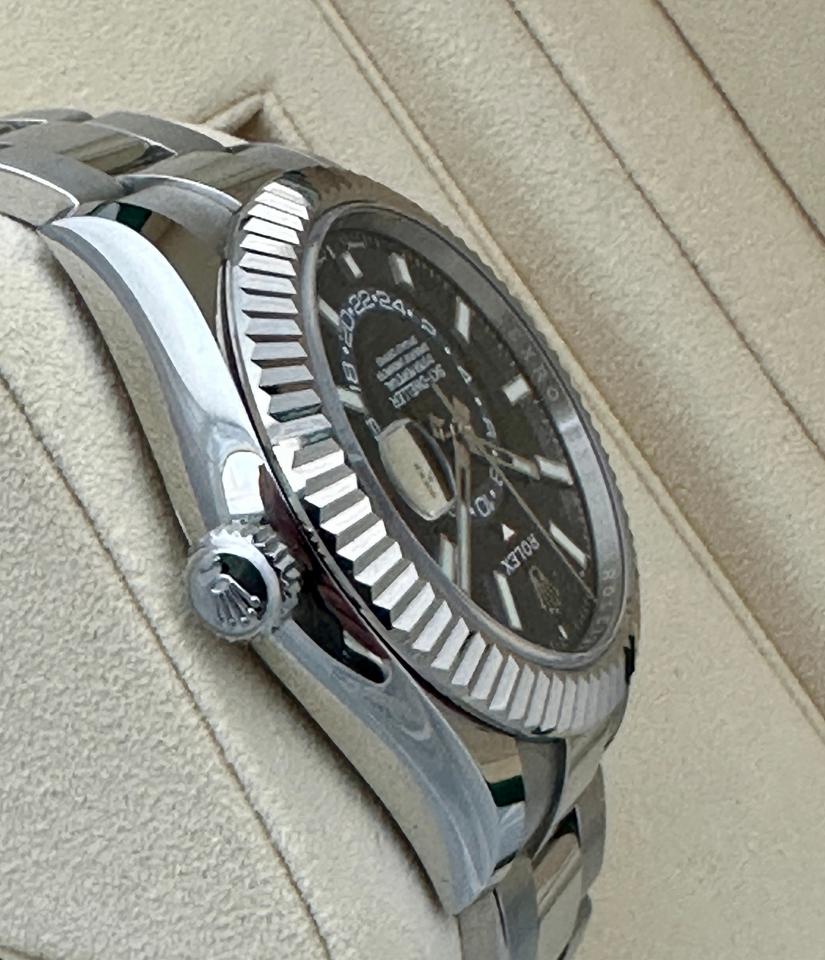 Sky-Dweller automatic luxury watch with blue dial and Oyster bracelet