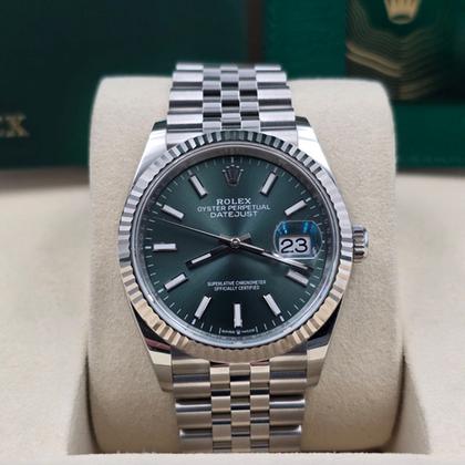 Rolex Datejust 36 126234 Mint Green Dial Fluted Bezel Jubilee Bracelet